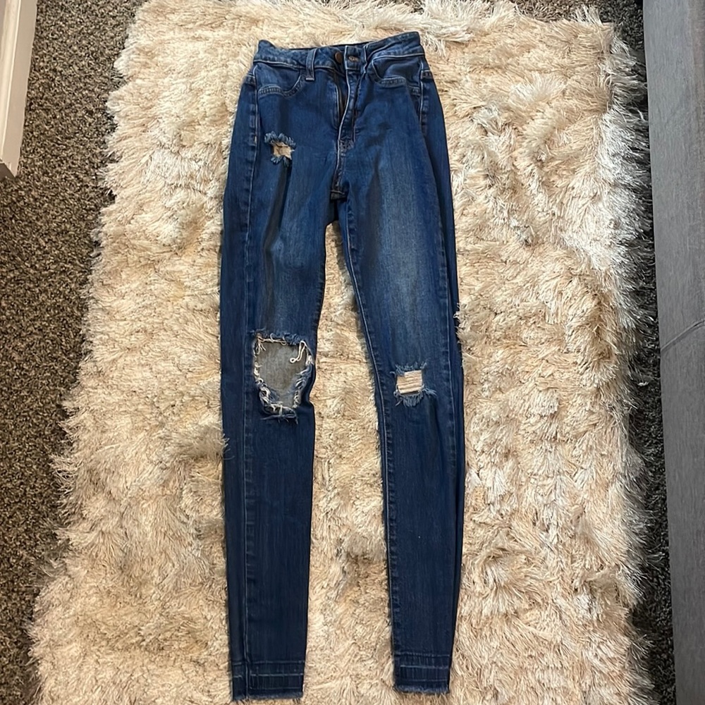Dark washed high squared blue Jean, Size 24/0